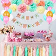 Woman Happy Birthday Flowers And Balloons Party Supplies Ready To Order From Amazon Com Litaus Tri Color Birthday Decoration Birthday Decorations 1st Birthday Girl Decorations Birthday Decorations Kids