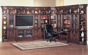 Deals of the day · explore amazon devices · read ratings & reviews Barcelona 11 Piece Library Wall With Writing Desk And 50 Inch Tv Entertainment In Dark Red Walnut Finish By Parker House Bar 401 11