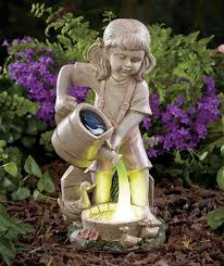 Solar Light Watering Garden Statue Yard Lawn Art Patio Porch Outdoor Home Decor Garden Statues Solar Garden Decor Lawn Art