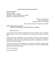 Résiliation du contrat avec préavis du contrat de travail. Lettre De Demission Cdi