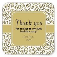Thank You Gift Ideas For 60th Birthday Thank You 60th Birthday Number Pattern Gold White Square Sticker Zazzle Com 60th Birthday Birthday Numbers 60th Birthday Party
