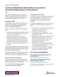 Most orders can be enforced by police and compliance and. Http Albertaconstruction Net Wp Content Uploads 2020 08 Lbr Covid 19 Incidents Reporting To Alberta Occupational Health And Safety Pd Pdf
