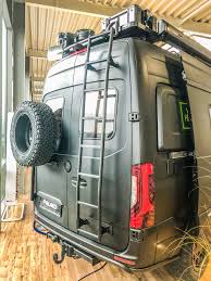 Roof Access Via Rhino Ladder Hymer Gcs 4 4 Rsx Hunter Edition Camping Camp Vanc Mercedes Sprinter Camper Camper Van Conversion Diy Build A Camper