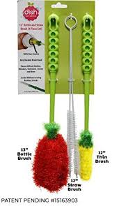 Bio Clean Eco Friendly Hard Water Stain Remover Long Bottle Brush Cleaner Set 3 In 1 And Straw Brushes Or Dish Brush Thick And Thin Brush With Straw Cleaners For Washing Baby Bottle Water Bottles Cups Washing Baby Bottles