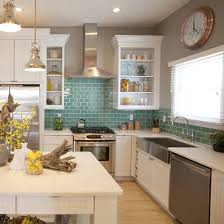 I Love The Aqua Subway Tiles As The Backsplash Home Kitchens Kitchen Remodel Trendy Kitchen