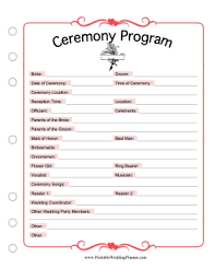 Ceremony Program Wedding Planning Printables Wedding Planner Printables Ceremony Programs