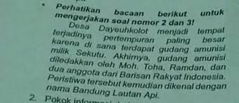 3 Pertanyaan Yang Jawabannya Terdapatdalam Isi Teks Adalah A Mengapa Pejuang Brainly Co Id