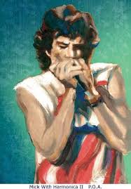 Mick With Harmonica Painted By Ronnie Wood Ronnie Wood Art Rolling Stones Ronnie Wood