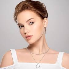 Hifeeled Circolare Collana Donna Argento Sterling 925 Ciondolo Rotonda con  Zirconia Cubica Doppia Catene |45cm+5| Anallergica,Gioielli Regali per ...