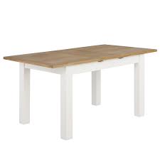 These beautiful solid top and extension tables are available in rectangular, round, square & oval shapes. White Extendable Dining Table In Solid Wood With An Oak Top Aylesbury Furniture123