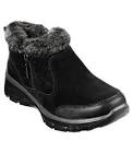 Easy Going Quilted Faux Fur Lined Zip Boots - Black Skechers