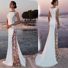 Nothing can be hotter than a beach wedding, except, maybe, a summertime bride herself! Summer Bohemian Beach Mermaid Wedding Dresses 2019 White Lace Satin Plus Size Bridal Party Gowns Vestidos De Novia Buy At The Price Of 141 32 In Dhgate Com Imall Com