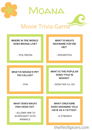 Put your film knowledge to the test and see how many movie trivia questions you can get right (we included the answers). Moana Trivia Quiz Free Printable The Life Of Spicers