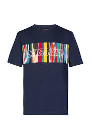 Missoni Mens Colour Box Logo Cotton T Shirt Navy New W19