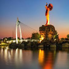 Visitors please take time to stop by. The Keeper Of The Plains Statue In Wichita Kansas At Dusk Photograph By Gregory Ballos