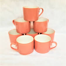 Vintage Pink Beach House Coffee Cups Set Of 8 Salmon Coral Peach Pink Flat Coffee Cups Mid Century Coffee Cups By Coffee Cup Set Pink Glassware Vintage Pink