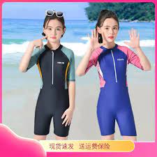 儿童连体泳衣专业保守少女初中高中生学游泳中小大童女孩冲浪沙滩-Taobao