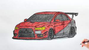 How To Draw A Mitsubishi Lancer Evolution 10 / Drawing A 3D Car / Coloring  Lancer Evo X 2008 - Youtube