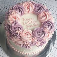 Pink Purple Roses Birthday Cake With Flowers No Bake Cake Mom Cake