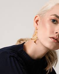 Contemporary Gold Earrings Statement Edgy Geometric Abstract Irregular