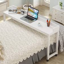 2 vinyl wrapped trays allow for more usability and provide more space.height adjustable: Amazon Com Tribesigns Overbed Table With Wheels Unadjustable Queen Size Mobile Desk With Heavy Duty Metal Legs Height Can T Adjust White Office Products