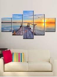 Sunset Sea Bridge Print Unframed Split Canvas Paintings Online Wall Art Canvas Wall Art Set Canvas Wall Art