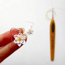Edelweiss Flower Drop Earrings Crochet Lace Edelweiss Etsy Red Flower Earrings White Flower Earring Edelweiss Earrings