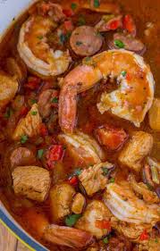Easy Jambalaya Made With Chicken Shrimp And Andouille Sausage In Under 45 Minutes Served Over Jambalaya Recipe Easy Jambalaya Recipe Sausage Jambalaya Recipe