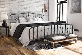 Check spelling or type a new query. Amazon Com Novogratz Bushwick Metal Bed With Headboard And Footboard Modern Design King Size Grey Home Kitchen
