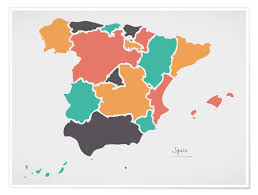 Learn more about each region castilla y leon is the largest of spain's autonomous communities. Spain Map Modern Abstract With Round Shapes Posters And Prints Posterlounge Com