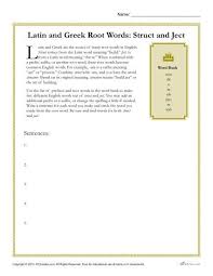 Greek And Latin Root Words Worksheets Struct And Ject Root Words Latin Root Words Greek Root Word
