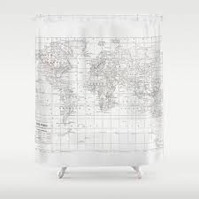 White On White World Map Shower Curtain Historical Travel Etsy White Shower Curtain Cream Shower Curtains Curtains