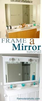 This is a renter friendly bathroom mirror design is an inexpensive way to add style in your bathroom without damaging any wall or mirrors that have been. Bathroom Mirror Framed With Crown Molding Large Bathroom Mirrors Home Remodeling Home Diy