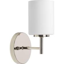Modern bathroom light fixtures home depot. Progress Lighting Replay Collection 1 Light Polished Nickel Etched White Glass Glass Modern Bath Vanity Light P2131 104 The Home Depot