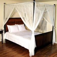 Charming canopy bed curtains for bedroom furniture decor ideas. White Four 4 Post Bed Canopy Netting Curtains Sheer Panel Fabric Corner Any Size Ebay