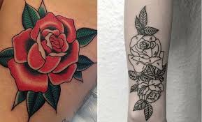 This is a trendy example of how flashes of color make a tattoo design look unique. 21 Beautiful Rose Tattoo Ideas For Women Stayglam