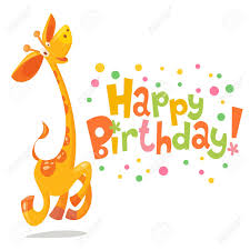 Happy Birthday Vector Card Baby Birthday Card With Cute Giraffe Royalty Free Cliparts Vectors And Stock Illustration Image 95976782