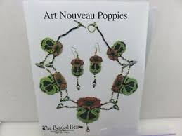 Details About The Beaded Bear Art Nouveau Poppies Beaded Necklace Earrings Chart Beads Kit