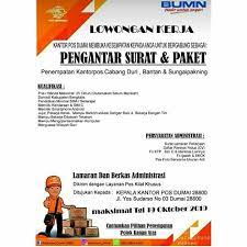 Lowongan kerja terbaru tahun 2021 lowongan bank bumn cpns perusahaan swasta guru bersedia ditempatkan di seluruh wilayah kerja area rantau parapat. Lowongan Kerja Lowongan Kerja Sma Smk Pengantar Surat Paket Pos Indonesia Tahun 2019