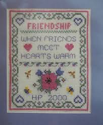 friendship warms the heart sampler cross stitch chart