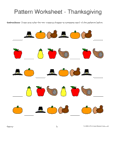 This craft can be used to teach a variety of skills. Pattern Worksheets Thanksgiving Shapes
