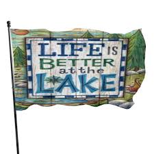 Do your flags come with poles/stands? Amazon Com Yaslnvt Personalized Decorative House Flags Life Is Better At The Lake Outdoor Seasonal And Holiday Yard Flag Banner 3x5 Ft 90x150cm Industrial Scientific