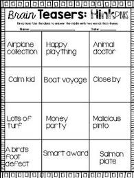 Brain Teasers Word Puzzles For Grades 2 6th By Straightoutofpencils Brain Teasers Word Puzzles Brain Teasers Word Puzzles