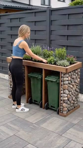 Built something simple… but it changed everything. No more ugly trash cans.  #diy #process #trash #trashcan