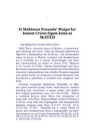 Si Mabistan Patanda Maipaka konan Cristo Sigon kona ni