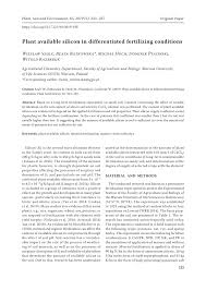 Check spelling or type a new query. Pdf Plant Available Silicon In Differentiated Fertilizing Conditions