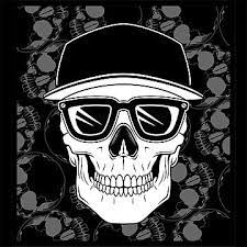 Bandit Skull In Hipster Cap And Skeleton Hands Holding Baseball Bats Isolated Vector Illustration Vector Whites Vintages Vectors Png And Vector With Trans Skull Cap Skull Black And White Drawing