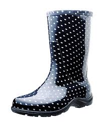 Sloggers Womens Waterproof Rain And Garden Boot With Comfort Insole Black White Polka Dot Size 7 Style 5013bp07