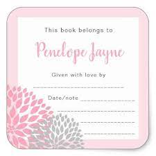 Girl Baby Shower Bookplate Bring A Book Square Sticker Zazzle Com Girl Baby Shower Book Plates Baby Shower