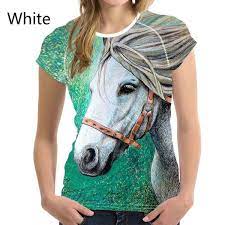 3d Crazy Horse Women Casual T Shirt For Girls Summer Female Shirt Short Sleeved Ladies T-shirts Woman Tops Feminine Wish In 2021 Girls Tshirts Casual Tops For Women T Shirts